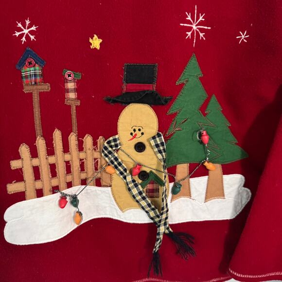 Vintage Take Two Button Down Cardigan Sweater Christmas Snowmen Winter Sz Large - Picture 11 of 11